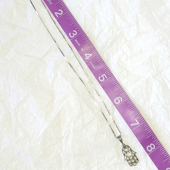 STERLING SILVER HAMSA PENDANT CHARM on 14" CHAIN - Picture 5 of 6